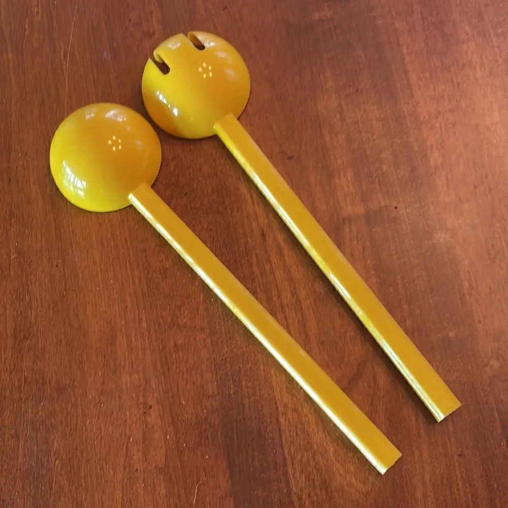 MCM Bright Yellow Acrylic Salad Set